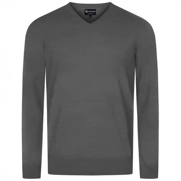 Giesswein | Baumwollpullover V-Ausschnitt Herren | Schiefer