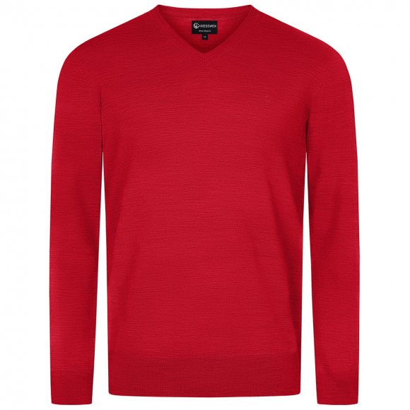 Giesswein | Baumwollpullover V-Ausschnitt Herren | Flammenrot