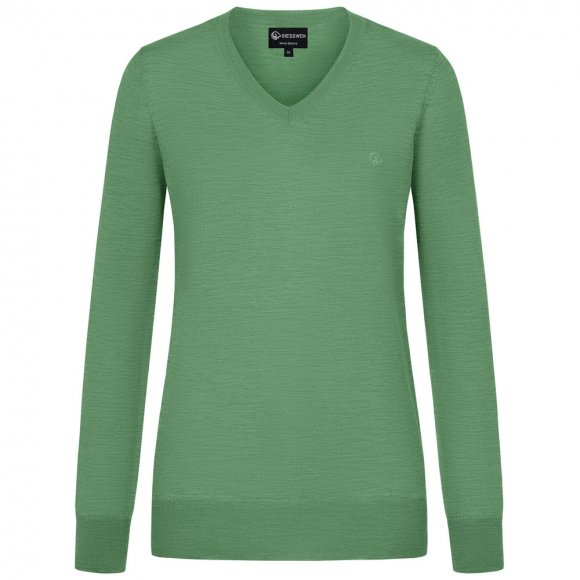 Giesswein | Baumwollpullover V-Ausschnitt Damen | Heugrün