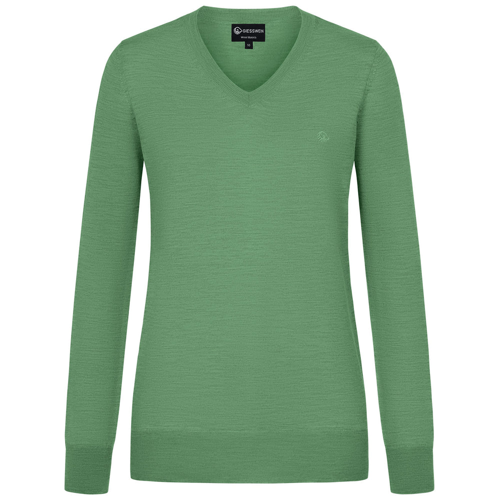 Giesswein | Baumwollpullover V-Ausschnitt Damen | Heugrün